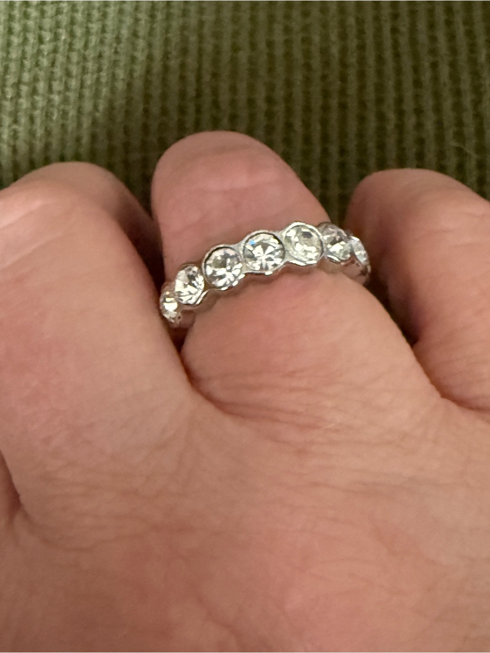 Sterling Silver Clear Crystal Band Ring - Clear